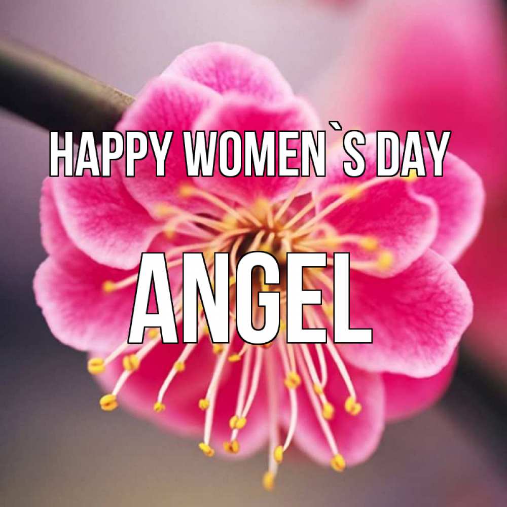 Greetings card с именем, Angel happy women`s day цветы Greetings with text for free download 